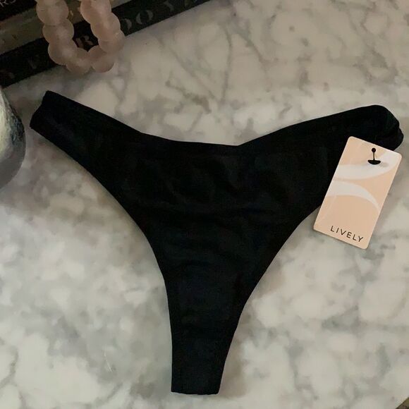 Lively Black Cotton Thong - Picture 2 of 9